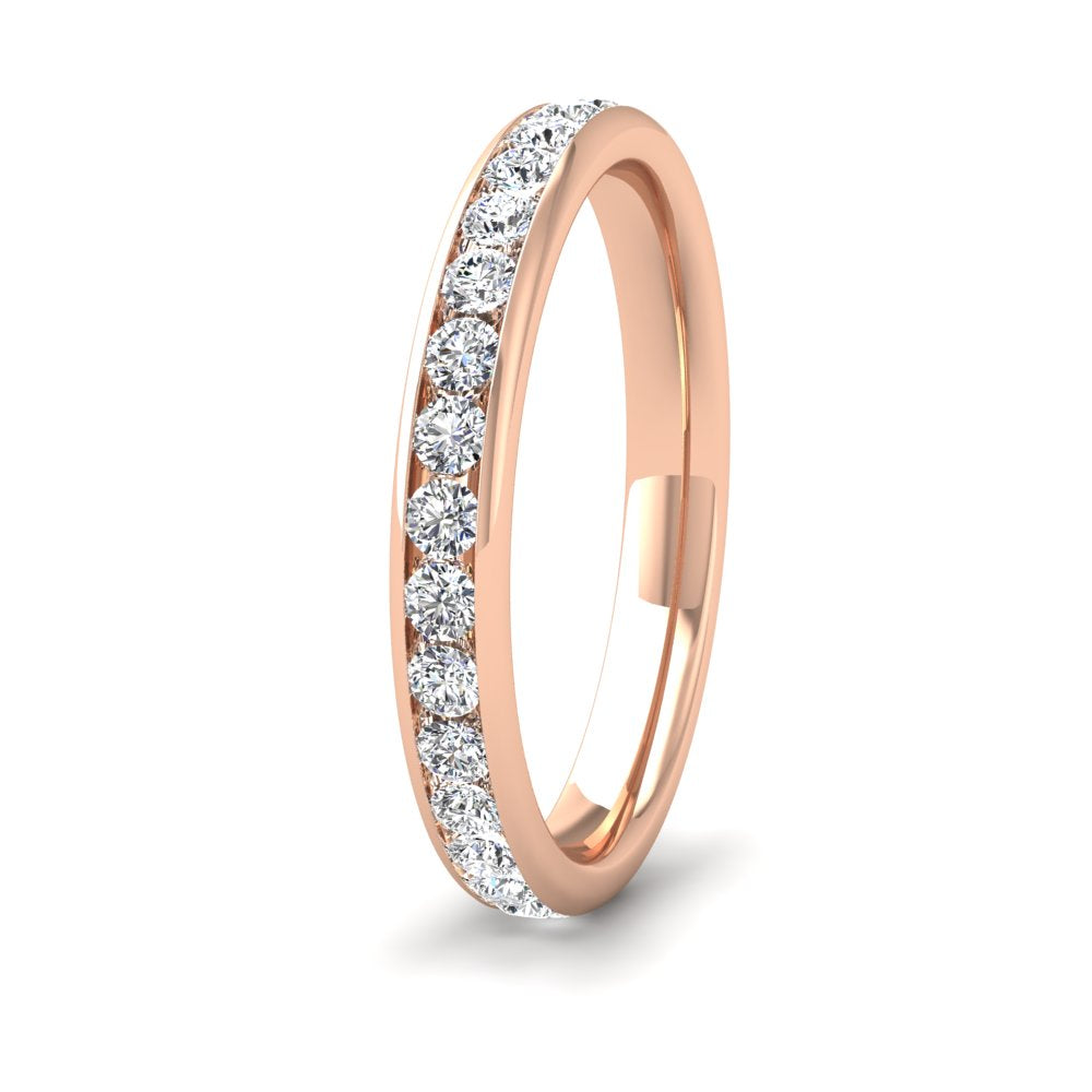 <p>18ct Rose Gold Full Channel Set 0.7ct Round Brilliant Cut Diamond Wedding Ring.  275mm Wide And Court Shaped For Comfortable Fitting</p>