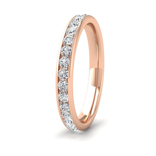 <p>9ct Rose Gold Full Channel Set 0.7ct Round Brilliant Cut Diamond Wedding Ring.  275mm Wide And Court Shaped For Comfortable Fitting</p>