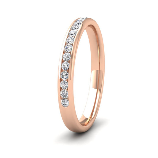 <p>18ct Rose Gold Half Channel Set 0.24ct Round Brilliant Cut Diamond Wedding Ring.  25mm Wide And Court Shaped For Comfortable Fitting</p>