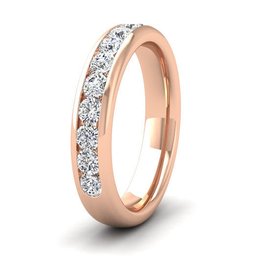 <p>18ct Rose Gold Half Channel Set 0.91ct Round Brilliant Cut Diamond Wedding Ring.  4mm Wide And Court Shaped For Comfortable Fitting</p>