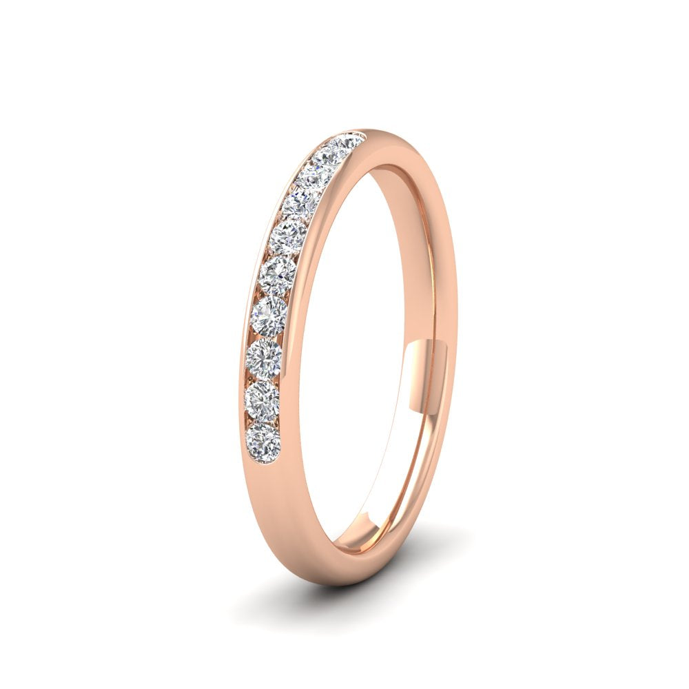 <p>18ct Rose Gold Ten Stone 0.2ct Channel Set Diamond (10 diamonds) Wedding Ring.  25mm Wide And Court Shaped For Comfortable Fitting</p>