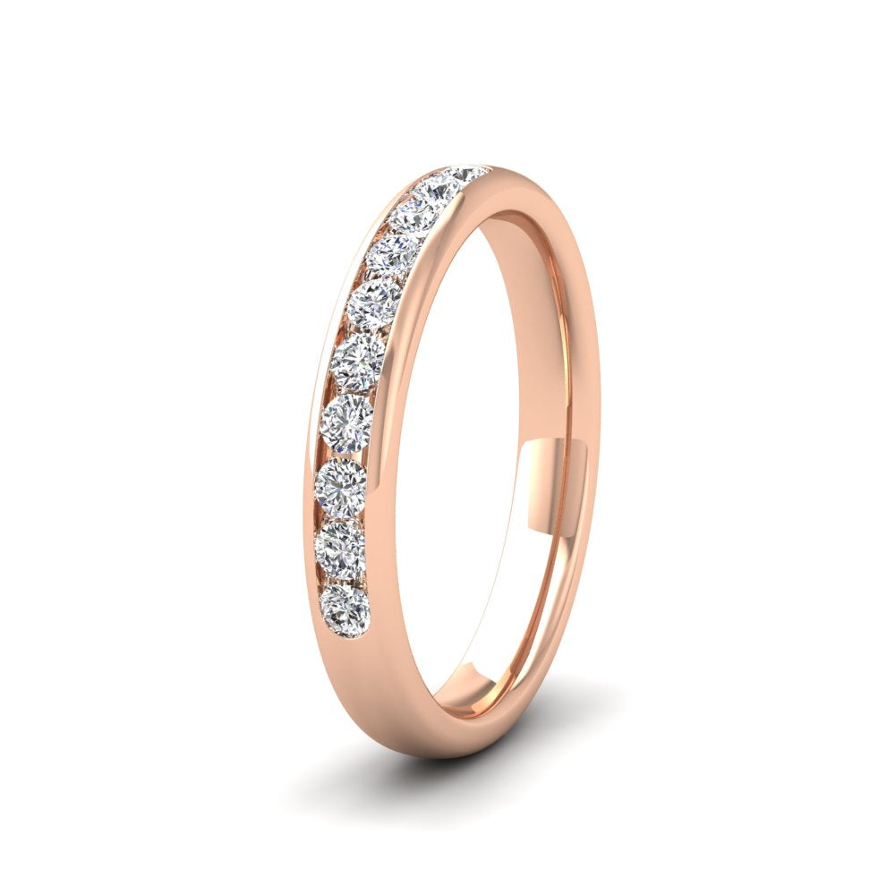 <p>18ct Rose Gold Ten Stone 0.3ct Channel Set Diamond (10 diamonds) Wedding Ring.  3mm Wide And Court Shaped For Comfortable Fitting</p>