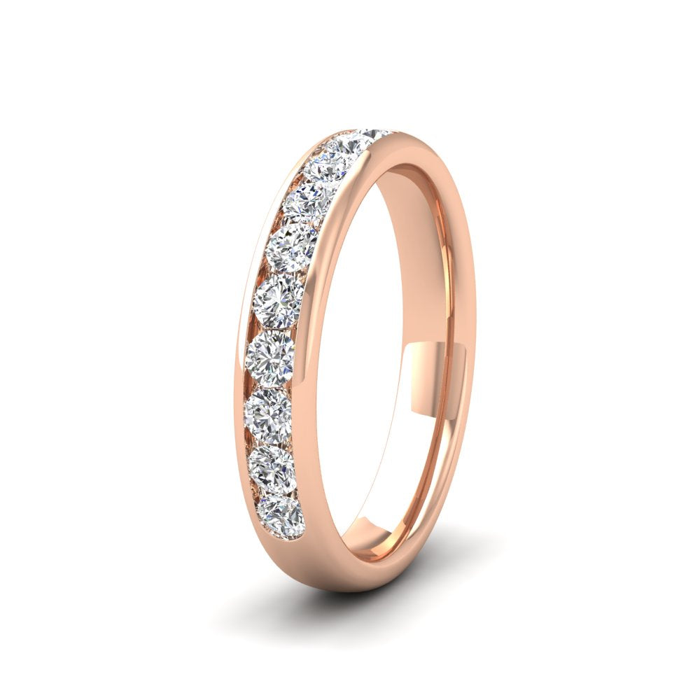 <p>18ct Rose Gold Ten Stone 0.5ct Channel Set Diamond (10 diamonds) Wedding Ring.  35mm Wide And Court Shaped For Comfortable Fitting</p>