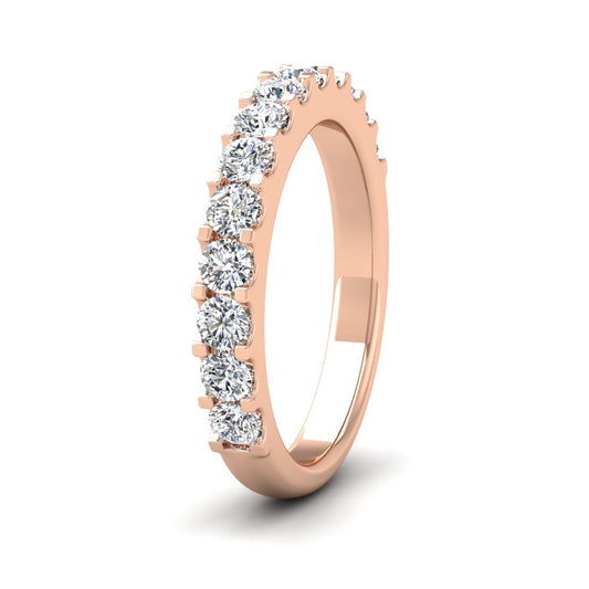 <p>18ct Rose Gold Round Claw 0.75ct Half Diamond Set Wedding Ring.  3mm Wide And Court Shaped For Comfortable Fitting</p>