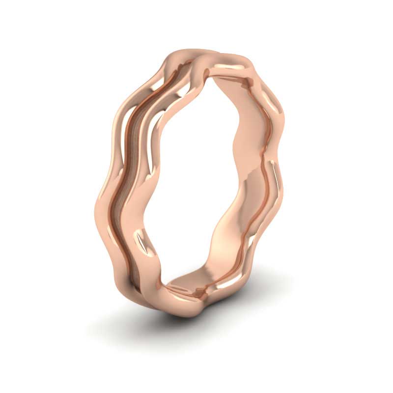 <p>18ct Rose Gold Double Wave Wedding Ring.  4mm Wide And Court Shaped For Comfortable Fitting (Overall 5mm Wide From Outer Waves)</p>