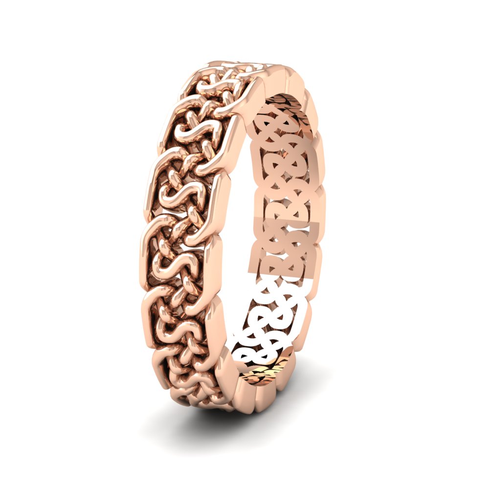 <p>Open Celtic Patterned Wedding Ring In 9ct Rose Gold .  4mm Wide </p>