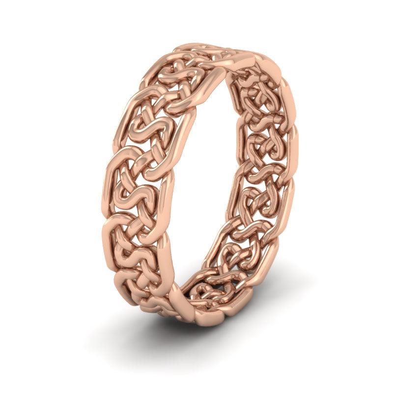 <p>Open Celtic Patterned Wedding Ring In 18ct Rose Gold .  6mm Wide </p>