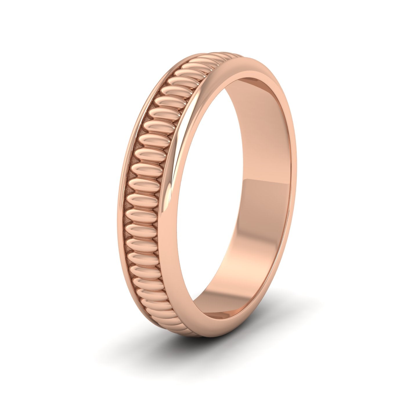 <p>Raised Oval Bump And Edged Wedding Ring In 18ct Rose Gold.  4mm Wide </p>