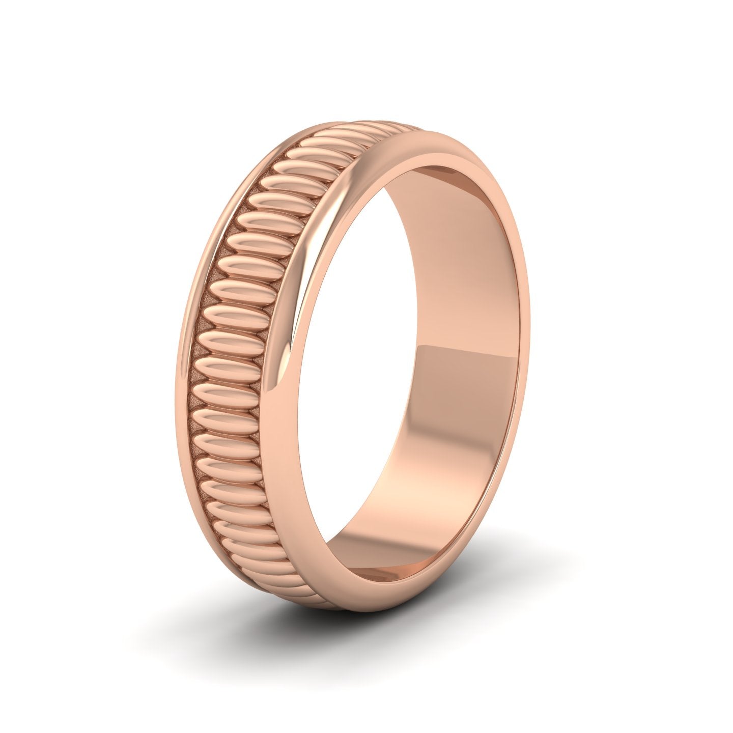<p>Raised Oval Bump And Edged Wedding Ring In 18ct Rose Gold.  6mm Wide </p>