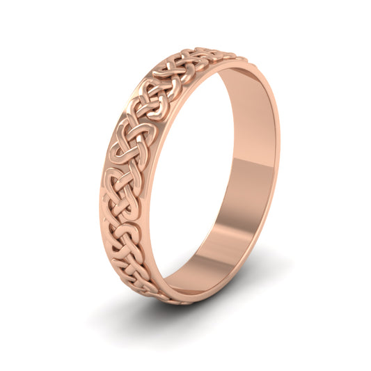 <p>Celtic Patterned Flat Wedding Ring In 18ct Rose Gold .  4mm Wide </p>