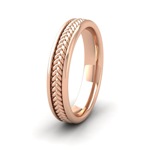 <p>Braided Pattern Wedding Ring In 18ct Rose Gold .  4mm Wide And Court Shaped For Comfortable Fitting</p>