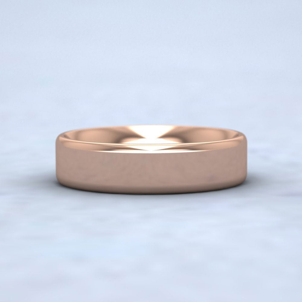 Rounded Edge 9ct Rose Gold 5mm Wedding Ring Down View