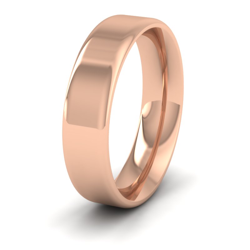 Rounded Edge 9ct Rose Gold 5mm Wedding Ring