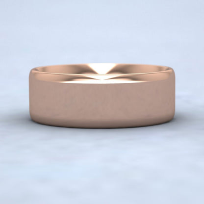 Rounded Edge 9ct Rose Gold 7mm Wedding Ring Down View