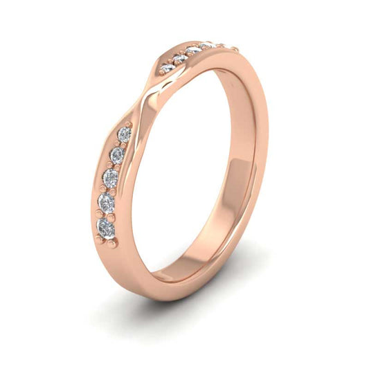 <p>Pinch Design Wedding Ring With Diamonds In 9ct Rose Gold .  3mm Wide And Court Shaped For Comfortable Fitting</p>