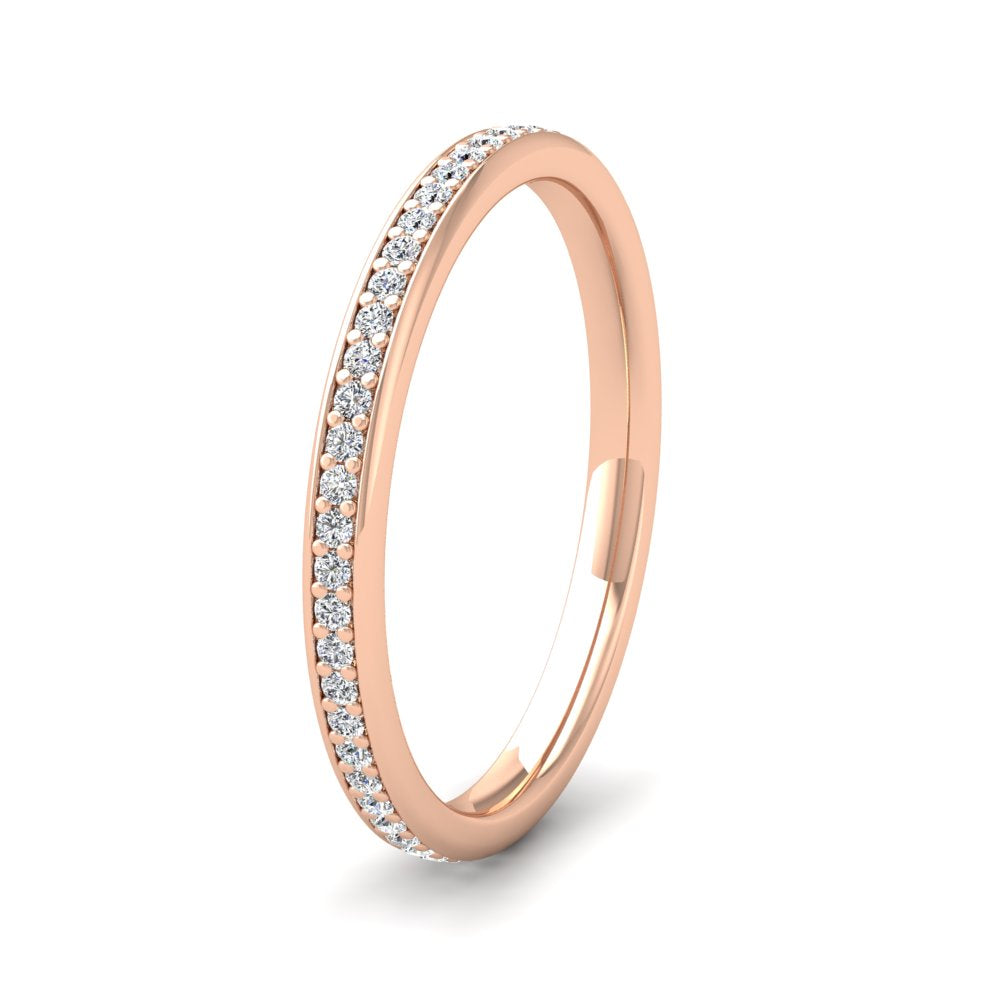 <p>18ct Rose Gold Full Bead Set 0.26ct Round Brilliant Cut Diamond Ring. 2mm Wide And Court Shaped For Comfortable Fitting</p>