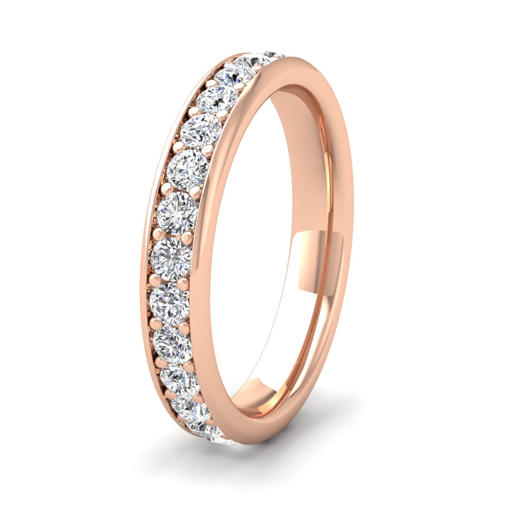<p>18ct Rose Gold Full Bead Set 1.08ct Round Brilliant Cut Diamond Ring. 35mm Wide And Court Shaped For Comfortable Fitting</p>