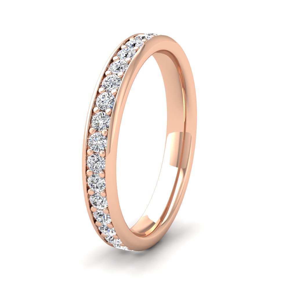 <p>9ct Rose Gold Full Bead Set 0.7ct Round Brilliant Cut Diamond Ring. 3mm Wide And Court Shaped For Comfortable Fitting</p>