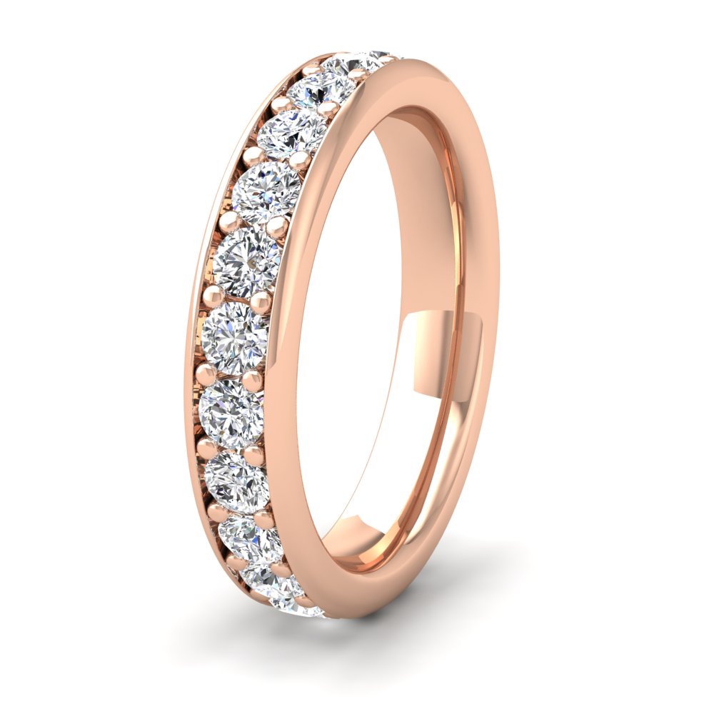<p>9ct Rose Gold Full Bead Set 1.56ct Round Brilliant Cut Diamond Ring. 4mm Wide And Court Shaped For Comfortable Fitting</p>