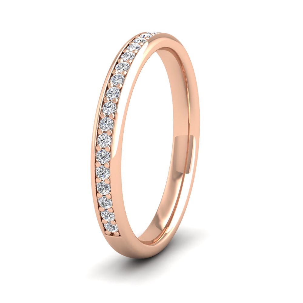 <p>9ct Rose Gold Half Bead Set 0.23ct Round Brilliant Cut Diamond Ring. 25mm Wide And Court Shaped For Comfortable Fitting</p>