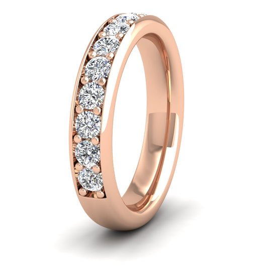 <p>18ct Rose Gold Half Bead Set 0.78ct Round Brilliant Cut Diamond Ring. 4mm Wide And Court Shaped For Comfortable Fitting</p>