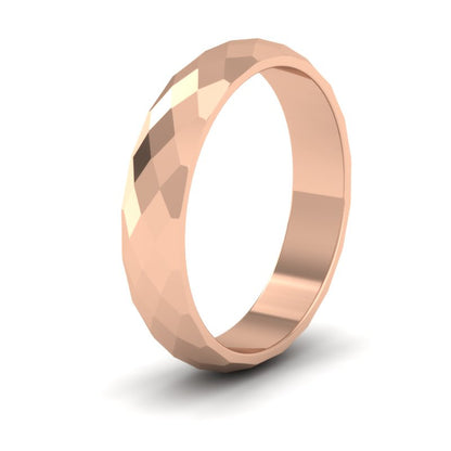 Facetted Harlequin Design 18ct Rose Gold 4mm Wedding Ring