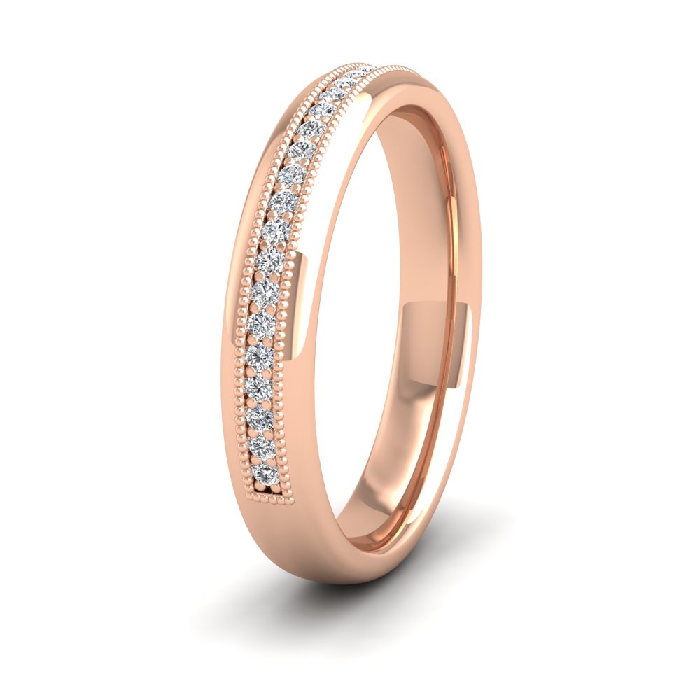 <p>18ct Rose Gold Half Set Ring With Round Brilliant Cut Diamonds With Set In Millgrain Surround (0.14ct).  35mm Wide And Court Shaped For Comfortable Fitting</p>