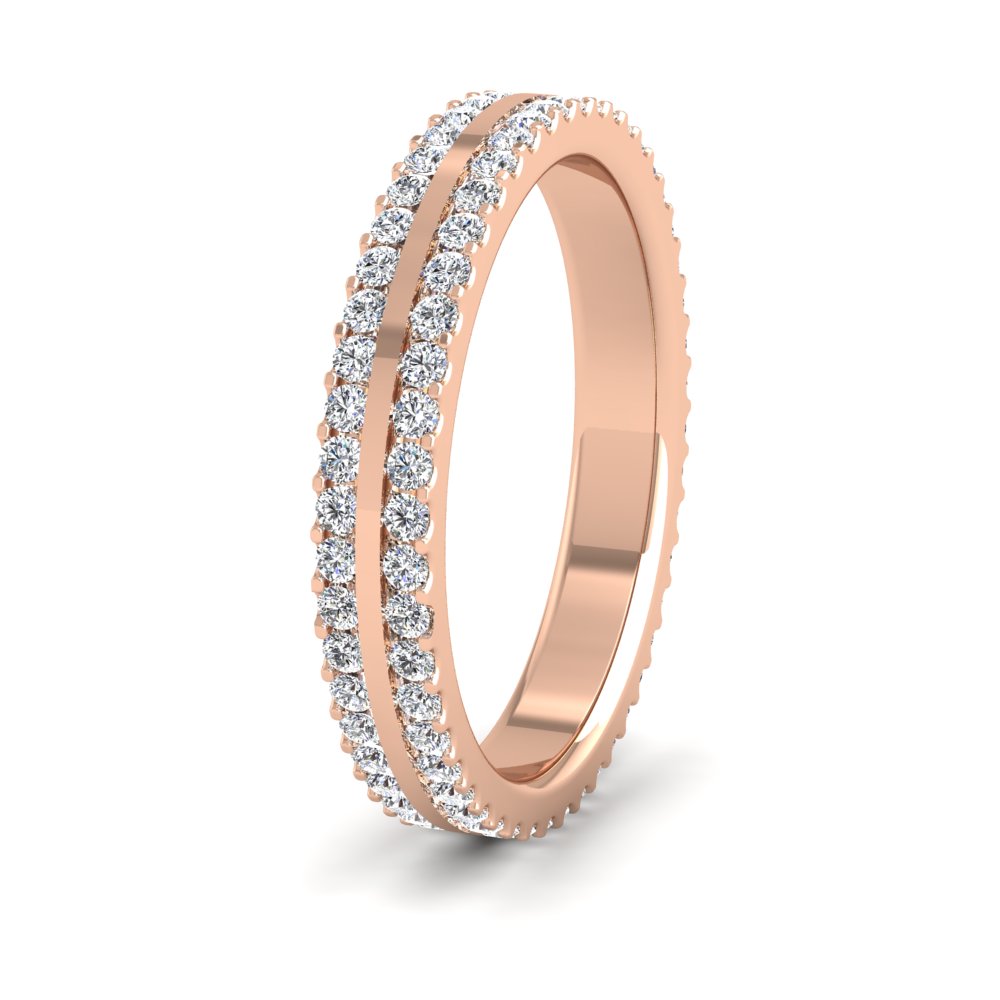 <p>18ct Rose Gold Double Edge Claw Fully Set Diamond Ring (0.92ct) .  3mm Wide And Court Shaped For Comfortable Fitting</p>