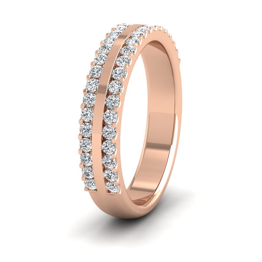 <p>18ct Rose Gold Double Edge Half Claw Set Diamond Ring (0.5ct) .  4mm Wide And Court Shaped For Comfortable Fitting</p>