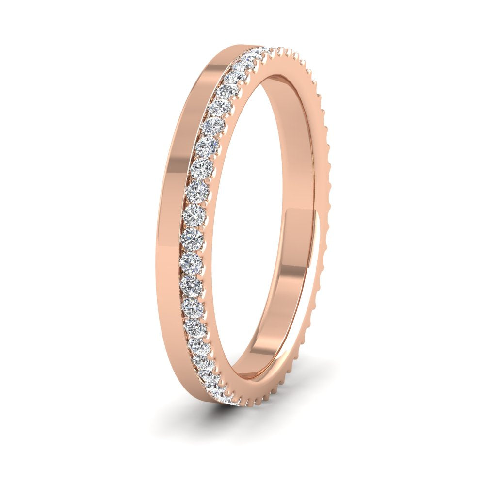 <p>18ct Rose Gold Asymmetric Full Claw Set Diamond Ring (0.46ct) .  25mm Wide And Court Shaped For Comfortable Fitting</p>