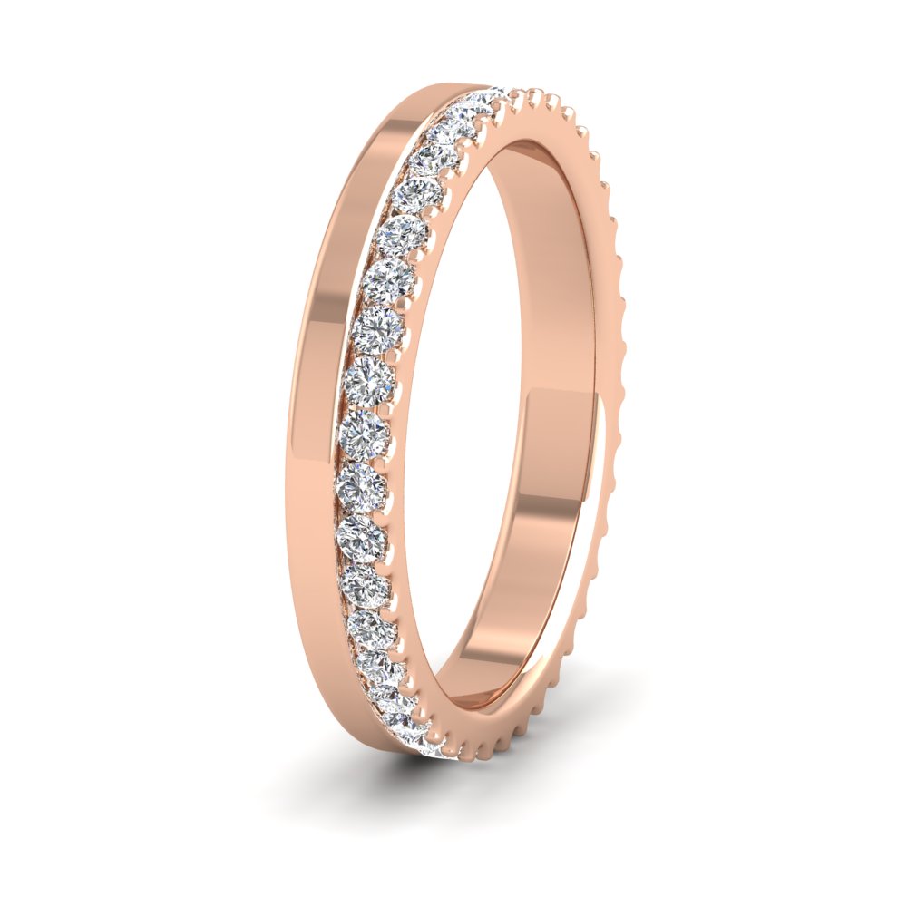 <p>18ct Rose Gold Asymmetric Full Claw Set Diamond Ring (0.5ct) .  3mm Wide And Court Shaped For Comfortable Fitting</p>