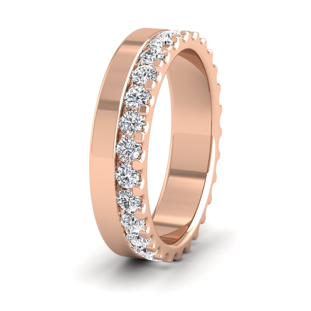 <p>18ct Rose Gold Asymmetric Full Claw Set Diamond Ring (0.98ct) .  45mm Wide And Court Shaped For Comfortable Fitting</p>