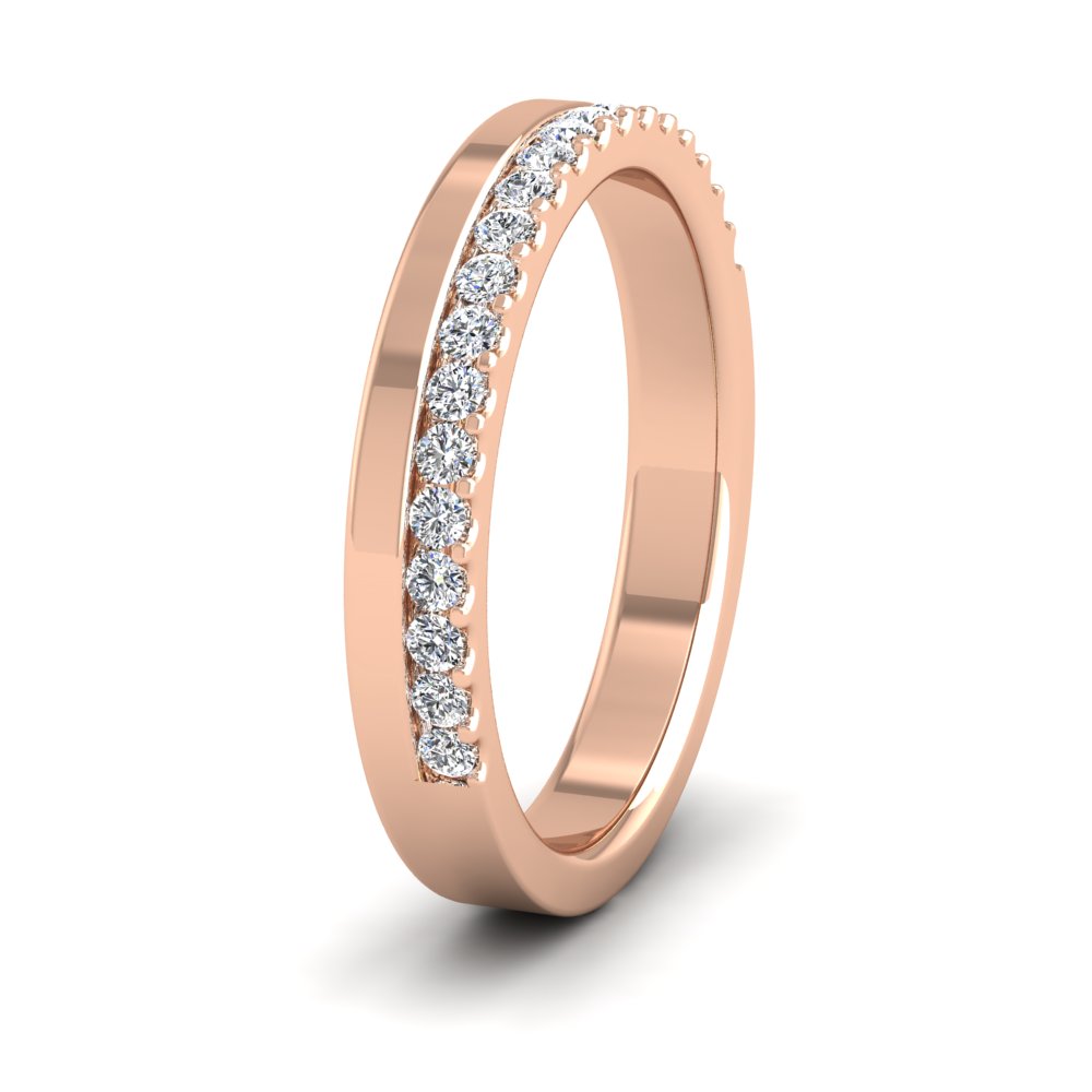 <p>18ct Rose Gold Asymmetric Half Claw Set Diamond Ring (0.25ct) .  3mm Wide And Court Shaped For Comfortable Fitting</p>
