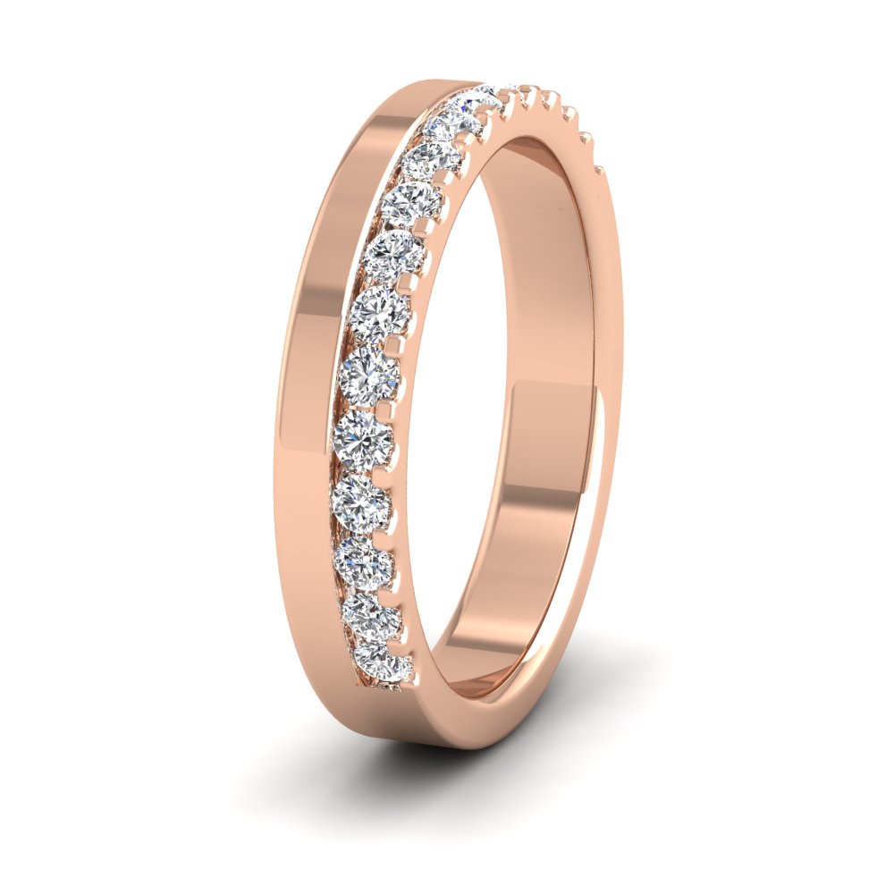 <p>18ct Rose Gold Asymmetric Half Claw Set Diamond Ring (0.34ct) .  35mm Wide And Court Shaped For Comfortable Fitting</p>