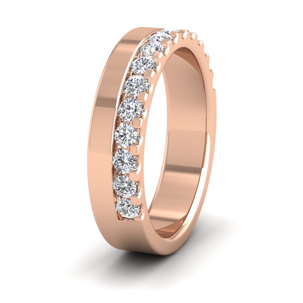 <p>18ct Rose Gold Asymmetric Half Claw Set Diamond Ring (0.49ct) .  45mm Wide And Court Shaped For Comfortable Fitting</p>