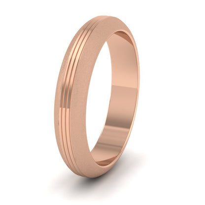 Grooved Pattern 9ct Rose Gold 4mm Wedding Ring