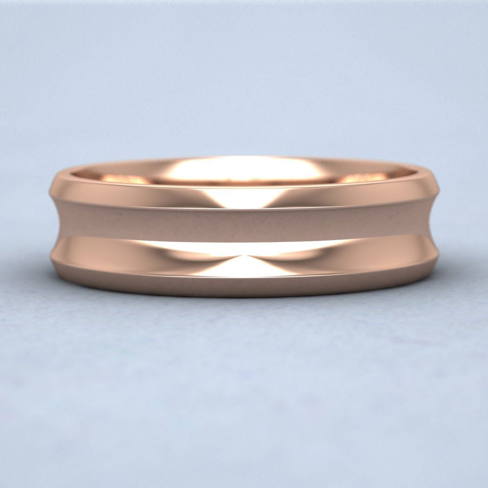 Concave 9ct Rose Gold 6mm Wedding Ring Down View