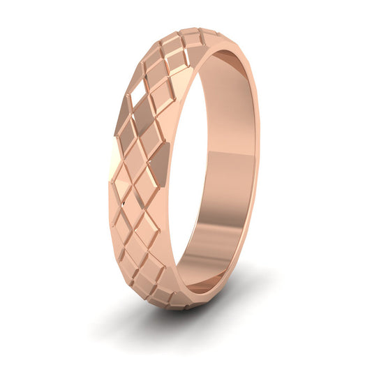 Facet And Line Harlequin Design 9ct Rose Gold 4mm Wedding Ring