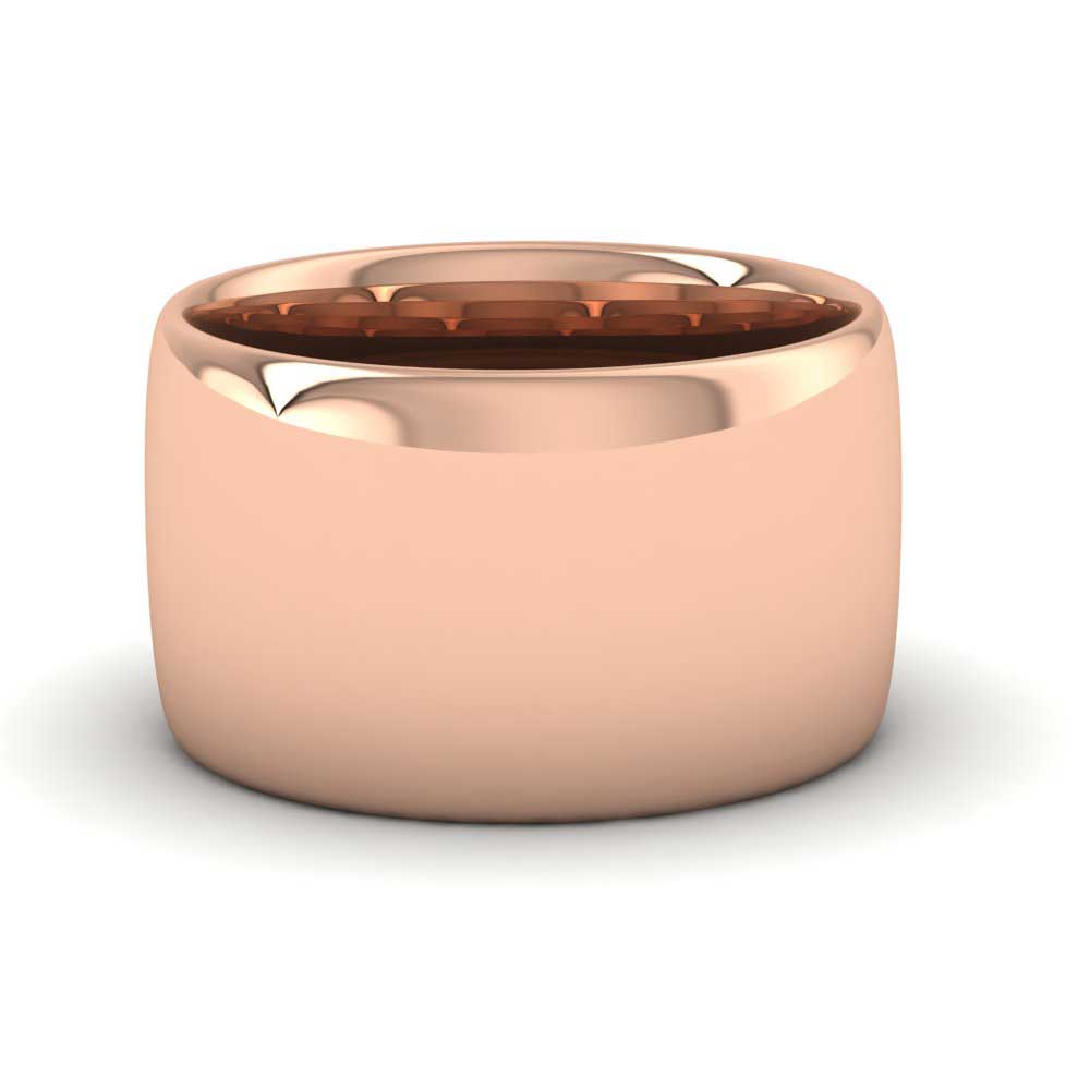 9ct Rose Gold 12mm Cushion Court Shape (Comfort Fit) Extra Heavy Weight Wedding Ring Down View