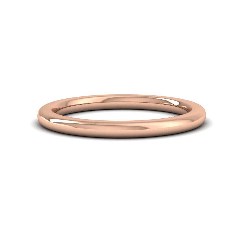 9ct Rose Gold 2mm Cushion Court Shape (Comfort Fit) Super Heavy Weight Wedding Ring Down View