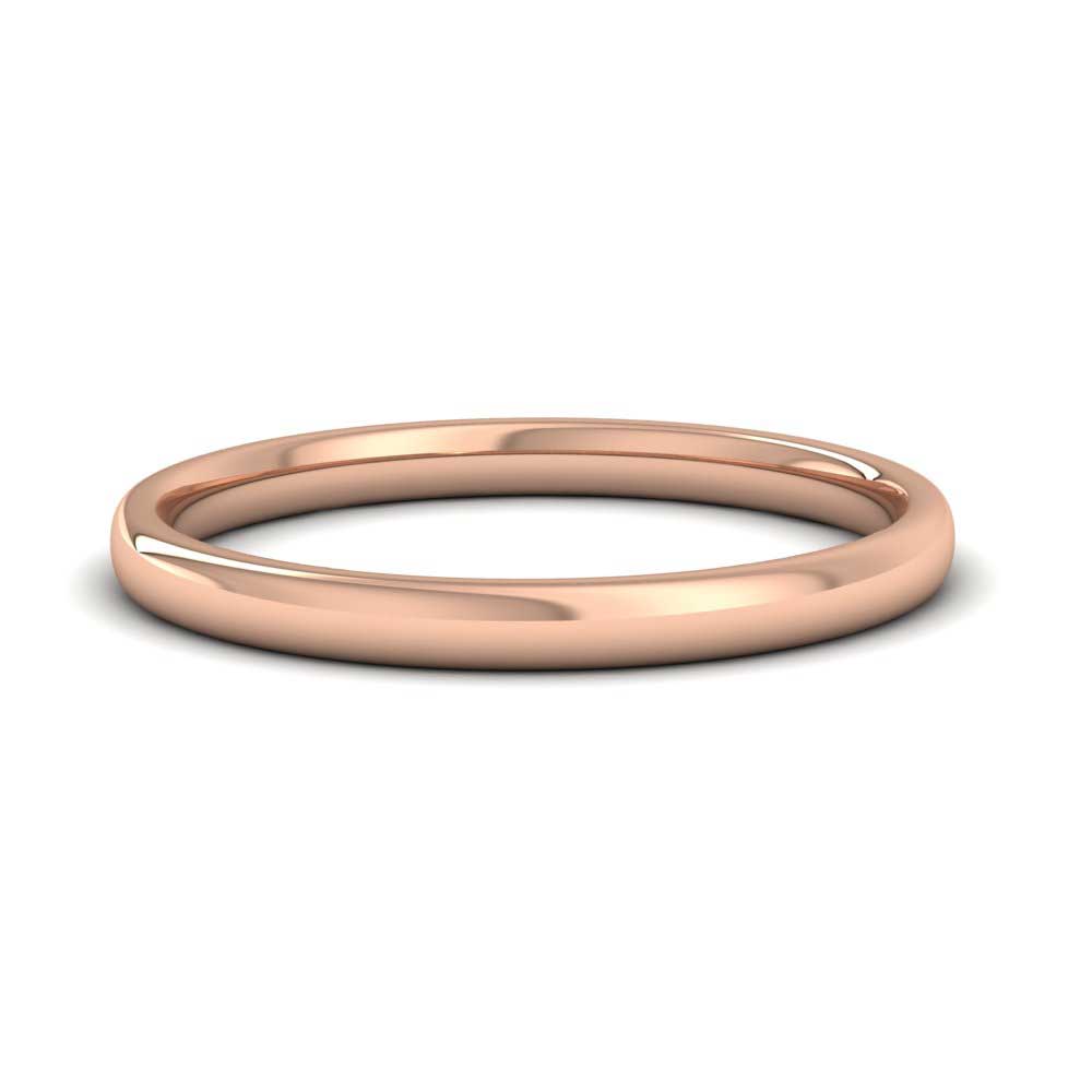 9ct Rose Gold 2mm Cushion Court Shape (Comfort Fit) Classic Weight Wedding Ring Down View