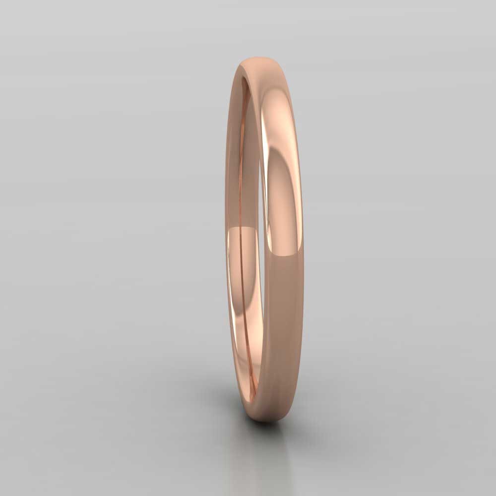 18ct Rose Gold 2mm Cushion Court Shape (Comfort Fit) Classic Weight Wedding Ring Right View
