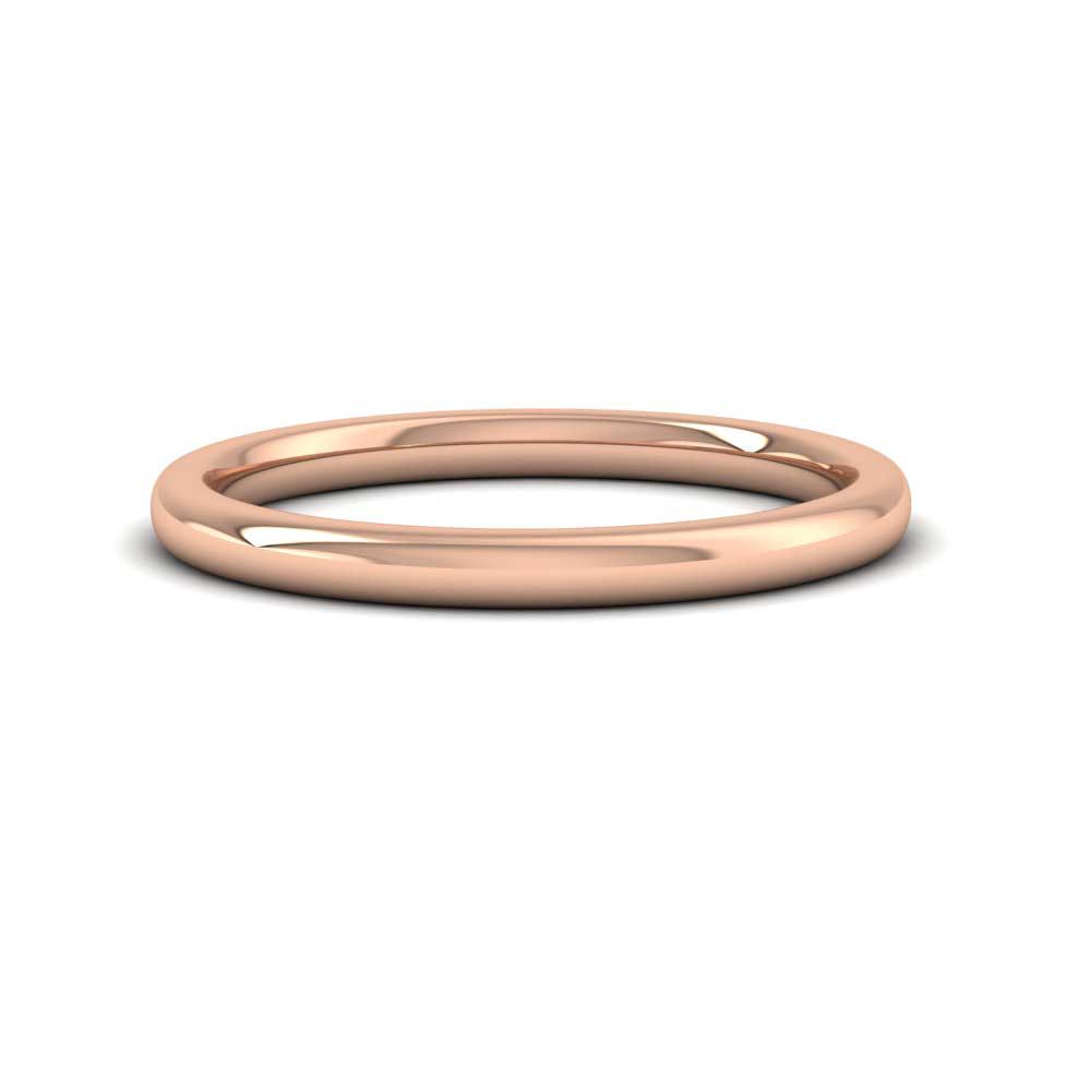 9ct Rose Gold 2mm Cushion Court Shape (Comfort Fit) Extra Heavy Weight Wedding Ring Down View