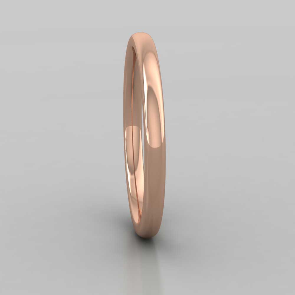 9ct Rose Gold 2mm Cushion Court Shape (Comfort Fit) Extra Heavy Weight Wedding Ring Right View