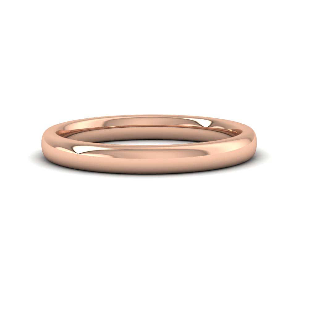 9ct Rose Gold 2.5mm Cushion Court Shape (Comfort Fit) Extra Heavy Weight Wedding Ring Down View