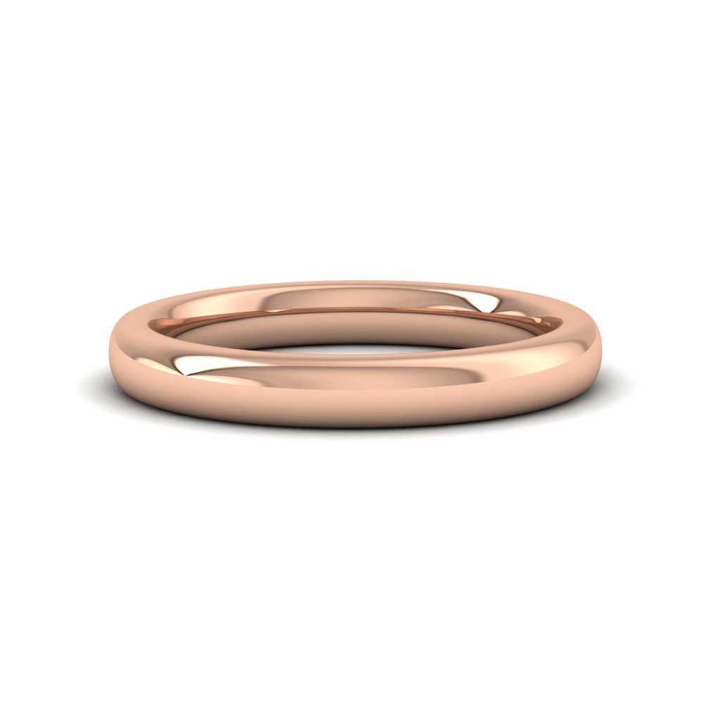 9ct Rose Gold 3mm Cushion Court Shape (Comfort Fit) Super Heavy Weight Wedding Ring Down View