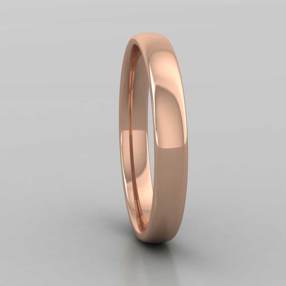 9ct Rose Gold 3mm Cushion Court Shape (Comfort Fit) Classic Weight Wedding Ring Right View