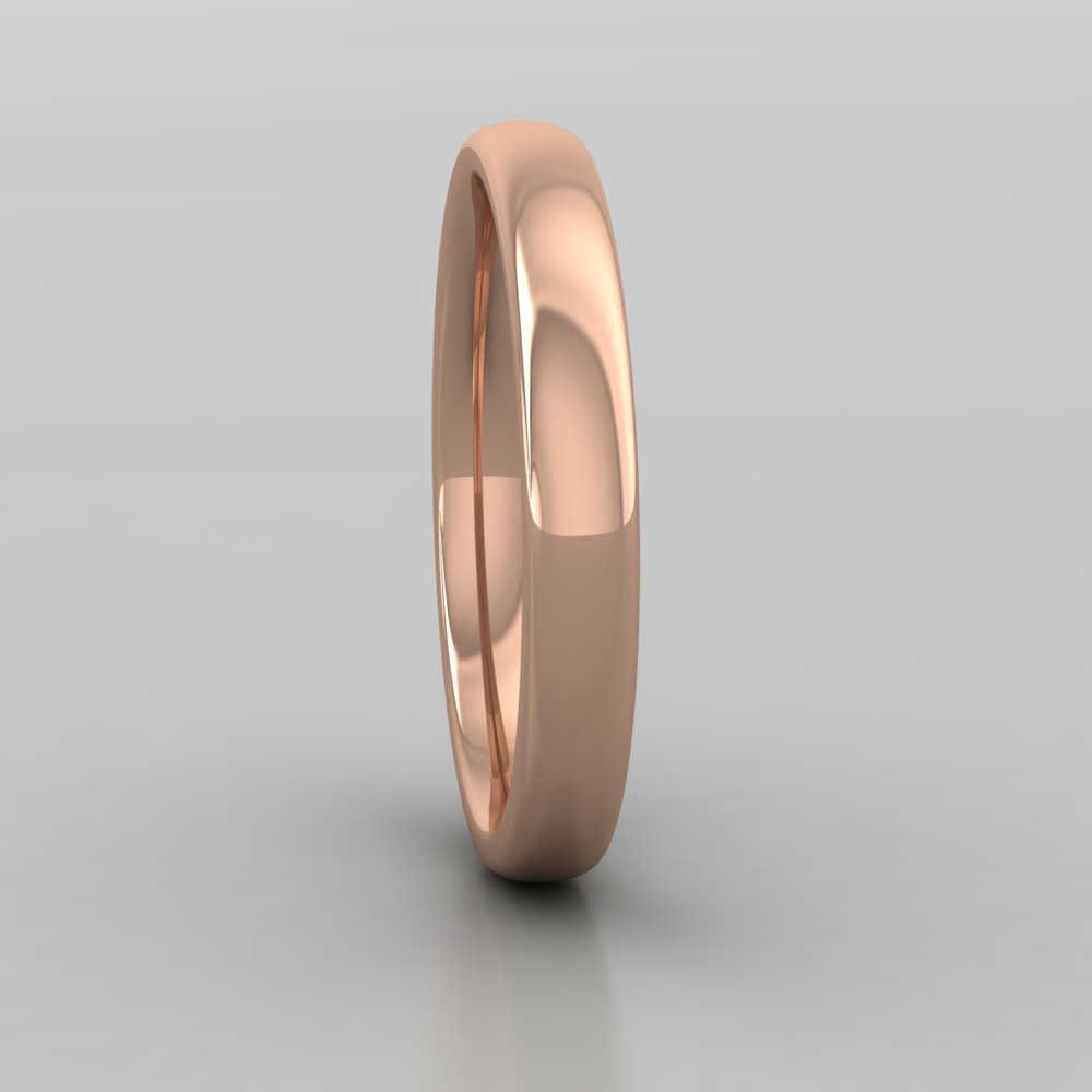 9ct Rose Gold 3mm Cushion Court Shape (Comfort Fit) Extra Heavy Weight Wedding Ring Right View