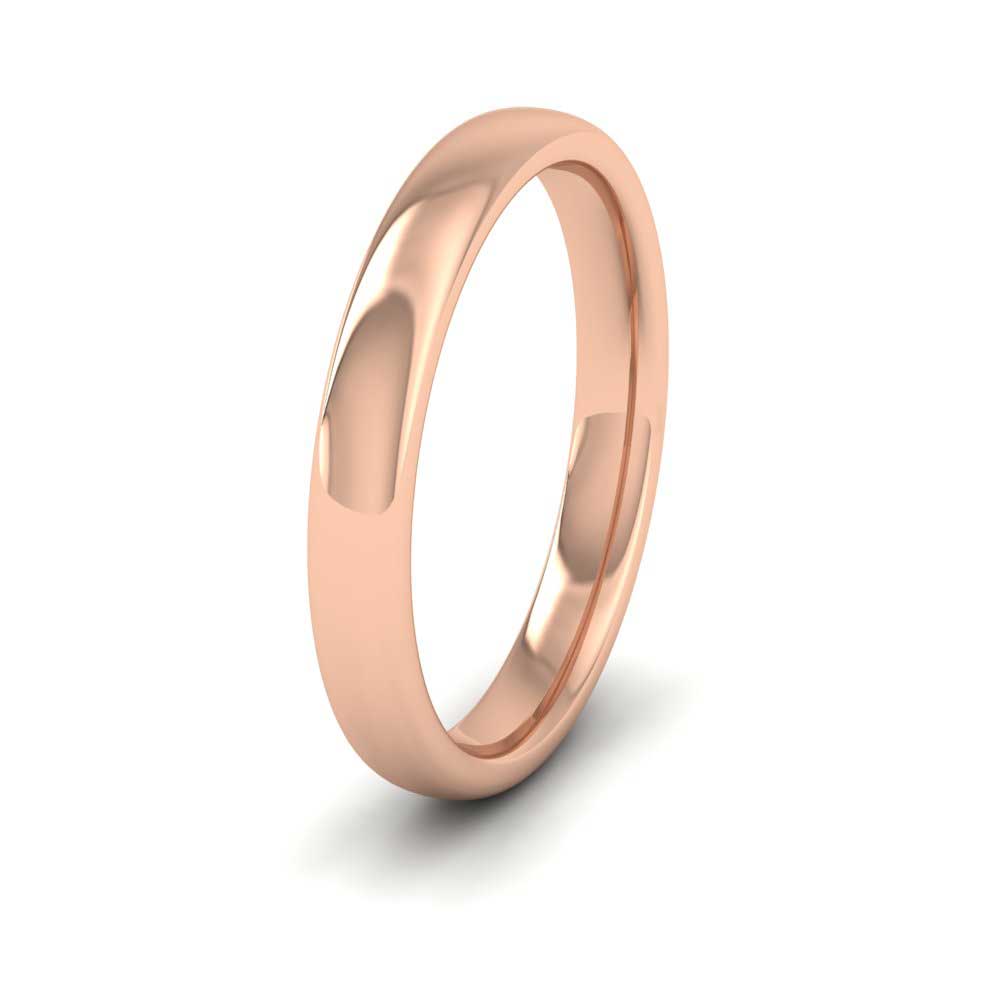 18ct Rose Gold 3mm Cushion Court Shape (Comfort Fit) Extra Heavy Weight Wedding Ring
