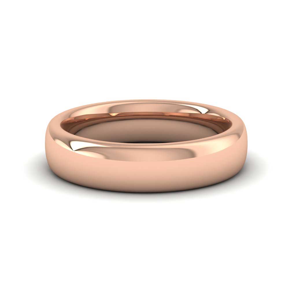 9ct Rose Gold 5mm Cushion Court Shape (Comfort Fit) Super Heavy Weight Wedding Ring Down View